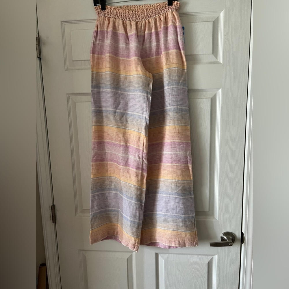 NWT REVOLVE SUNSET STRIPED LINEN BOBI PANTS.